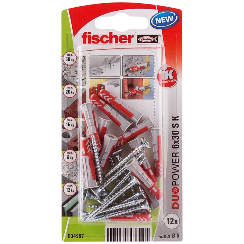DuoPower 6x30 S Νάιλον βύσμα βίδα blister (12x)