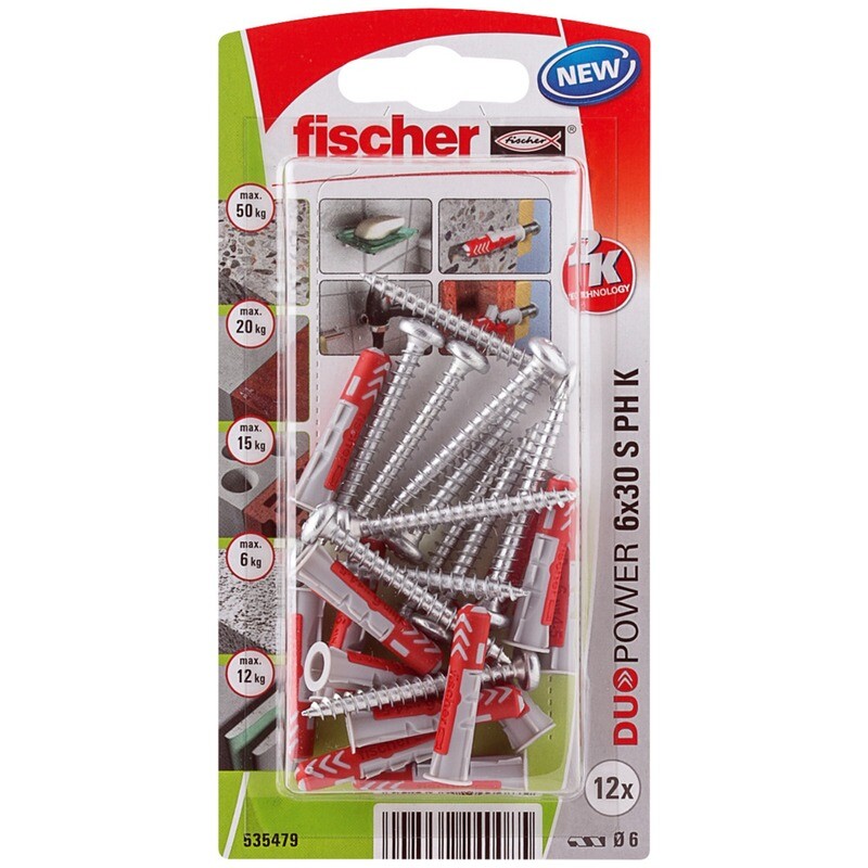 DuoPower 6x30 S PH Νάιλον βύσμα βίδα blister (12x)