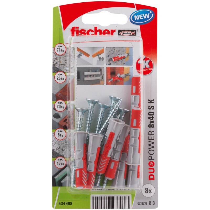 DuoPower 8x40 S Νάιλον βύσμα βίδα blister (8x)