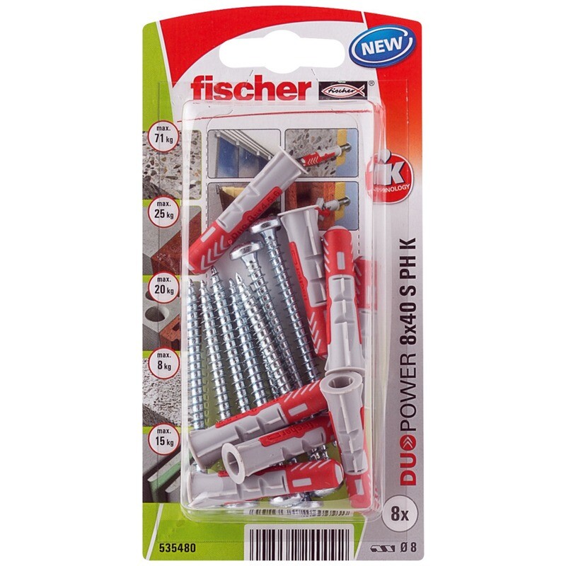 DuoPower 8x40 S PH Νάιλον βύσμα βίδα blister (8x)