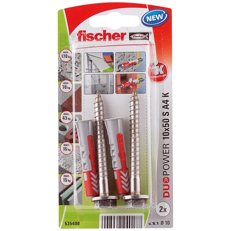 DuoPower 10x50 S A4 Νάιλον βύσμα βίδα blister (2x)