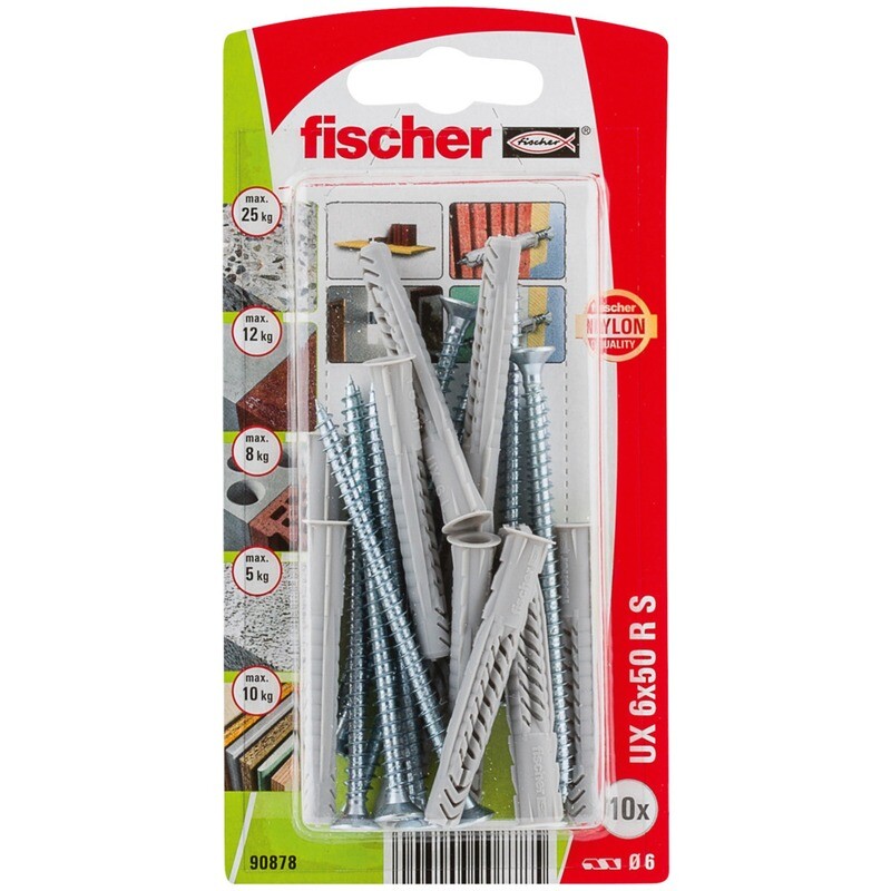 UX 6x50 RS Νάιλον βύσμα (ροδέλα) βίδα blister (10x)