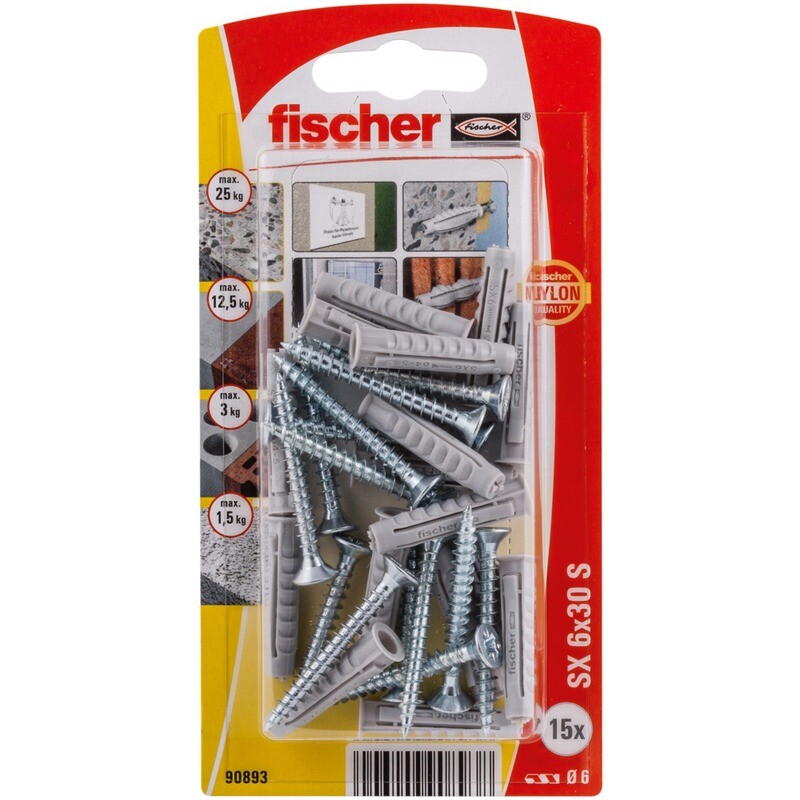 SX 6x30 S Νάιλον βύσμα βίδα blister (15x)