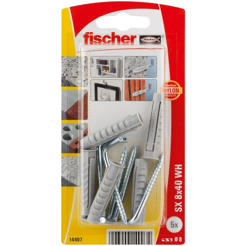SX 8x40 WH Νάιλον βύσμα γωνία blister (5x)