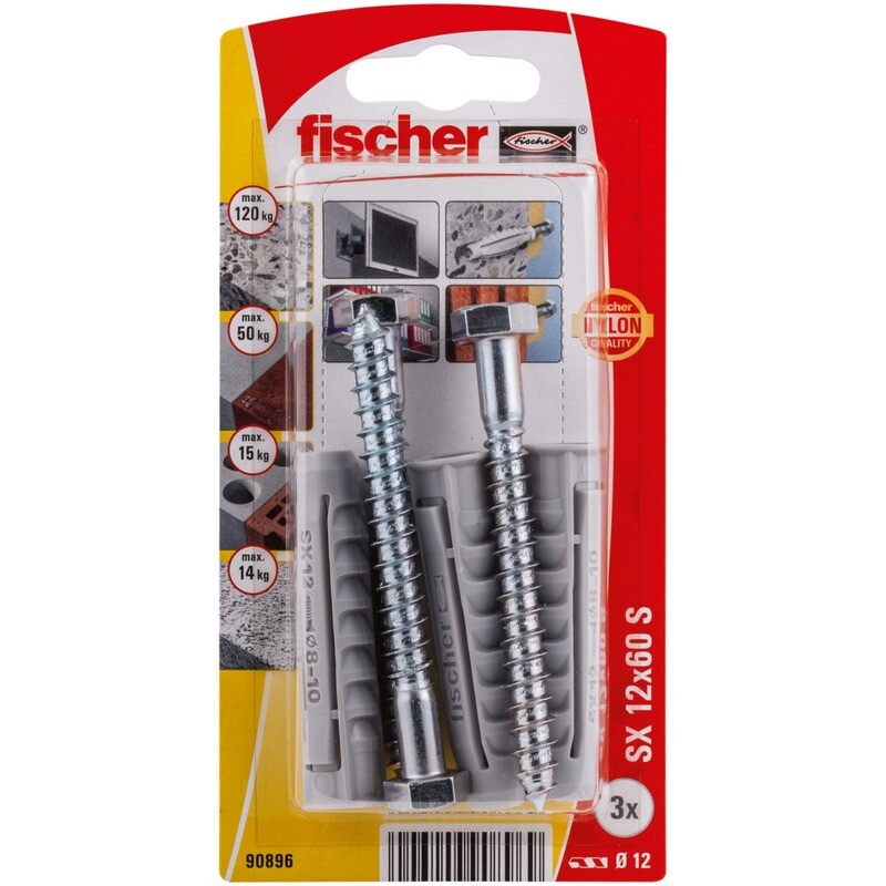 SX 12x60 S Νάιλον βύσμα βίδα blister (3x)