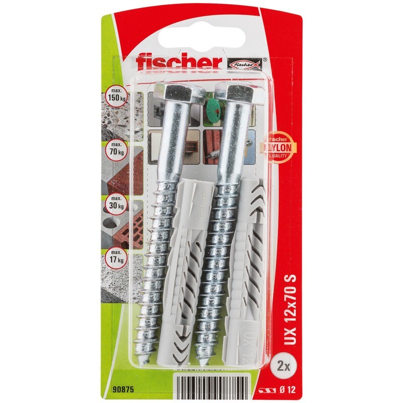UX 12x70 S Νάιλον βύσμα βίδα blister (2x)