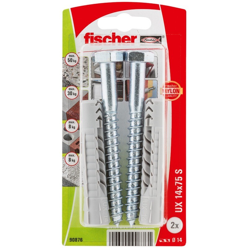 UX 14x75 S Νάιλον βύσμα βίδα blister (2x)