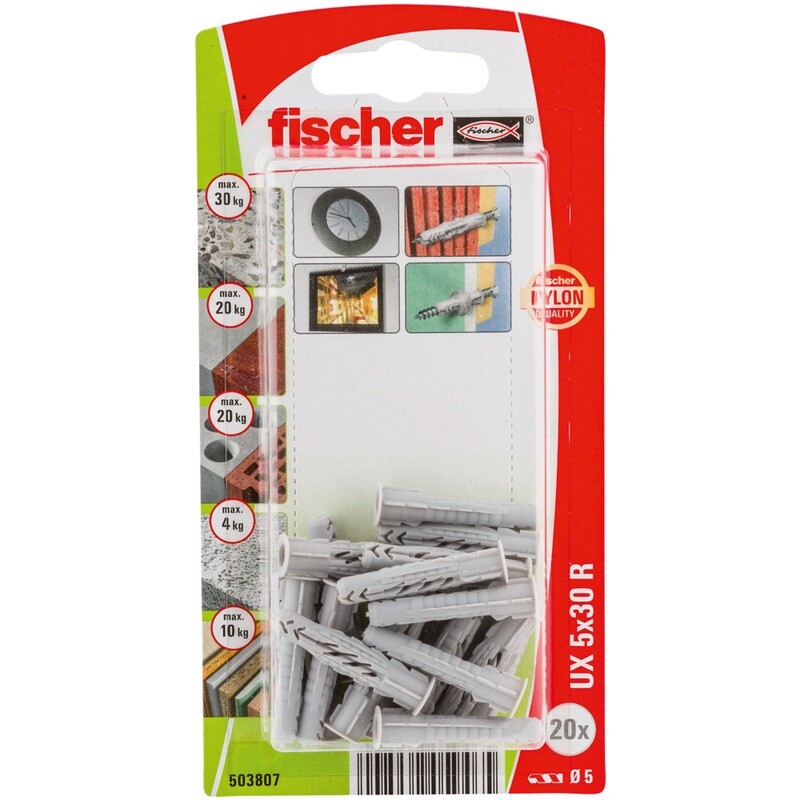UX 5x30 R Νάιλον βύσμα (ροδέλα) blister (20x)