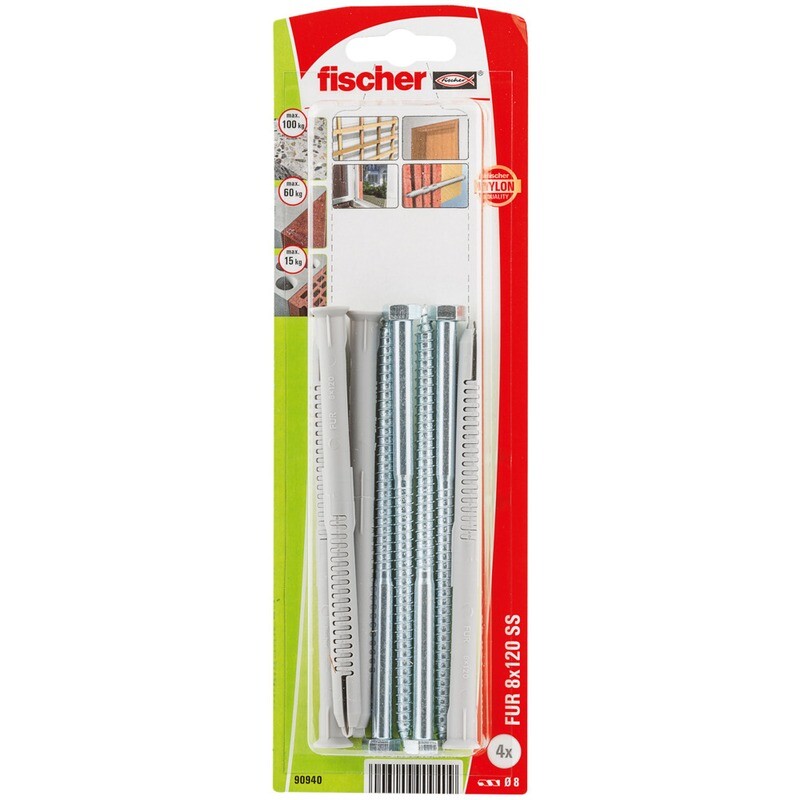 FUR 8x120 SS Στήριγμα πλαισίων μπουλόνι blister (4x)