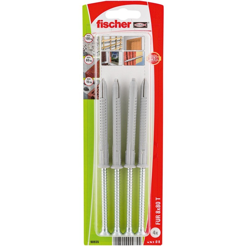 FUR 8x80 T Στήριγμα πλαισίων βίδα blister (4x)