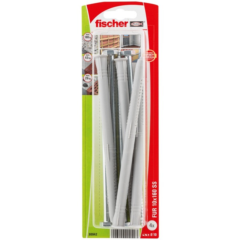 FUR 10x160 SS Στήριγμα πλαισίων μπουλόνι blister (4x)