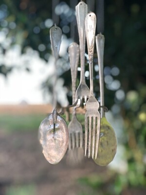 Cutlery Wind Chime from recycled Vintage plated cutlery &amp; flatware.