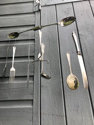 Wind Chime Spinner from recycled Vintage plated cutlery and flatware