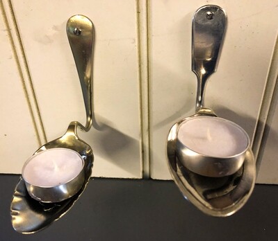 Tea Light Candle Holder Wall Mounted Pair