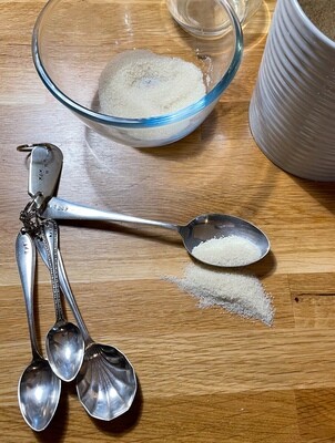 Teaspoon Tablespoon measure set made from vintage cutlery hand stamped and personalised with optional hook