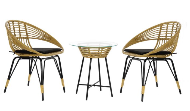 SILLA SET 3 RATAN SINTETICO 64X59X80 DESENFUNDABLE
