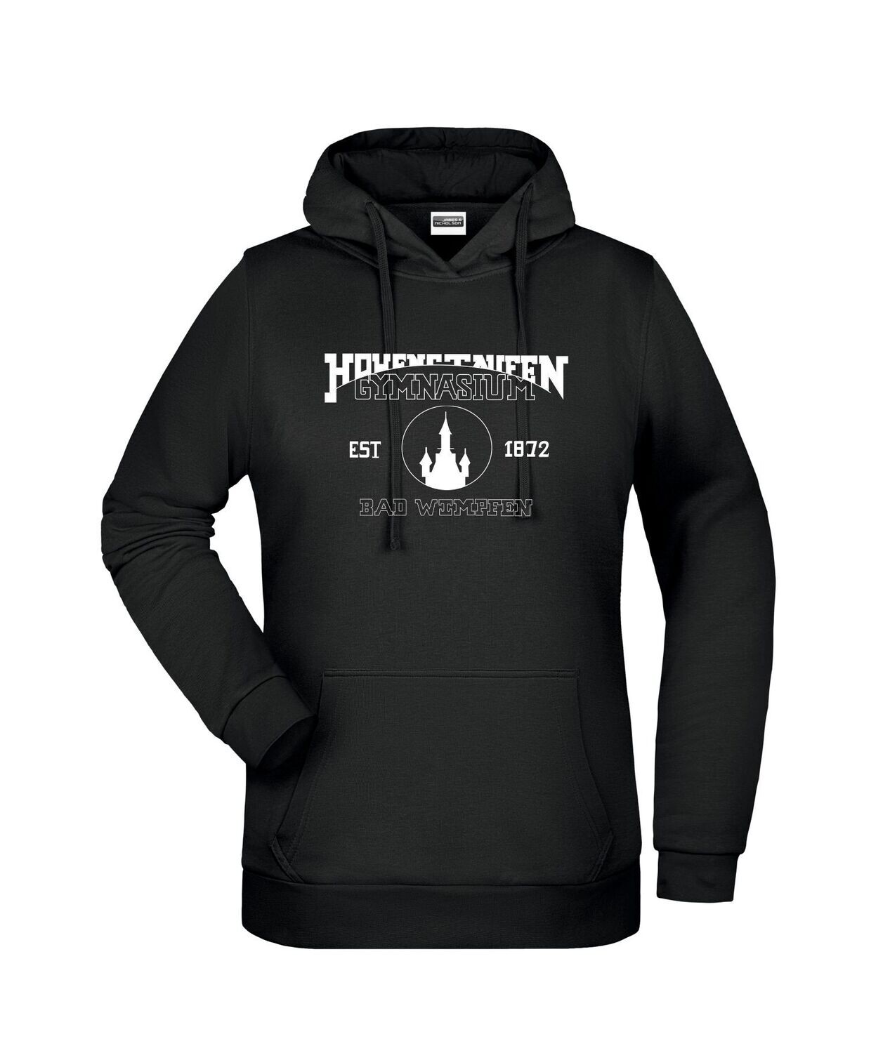 Hohenstaufen-Gymnasium Damen Hoody, Farbe: schwarz