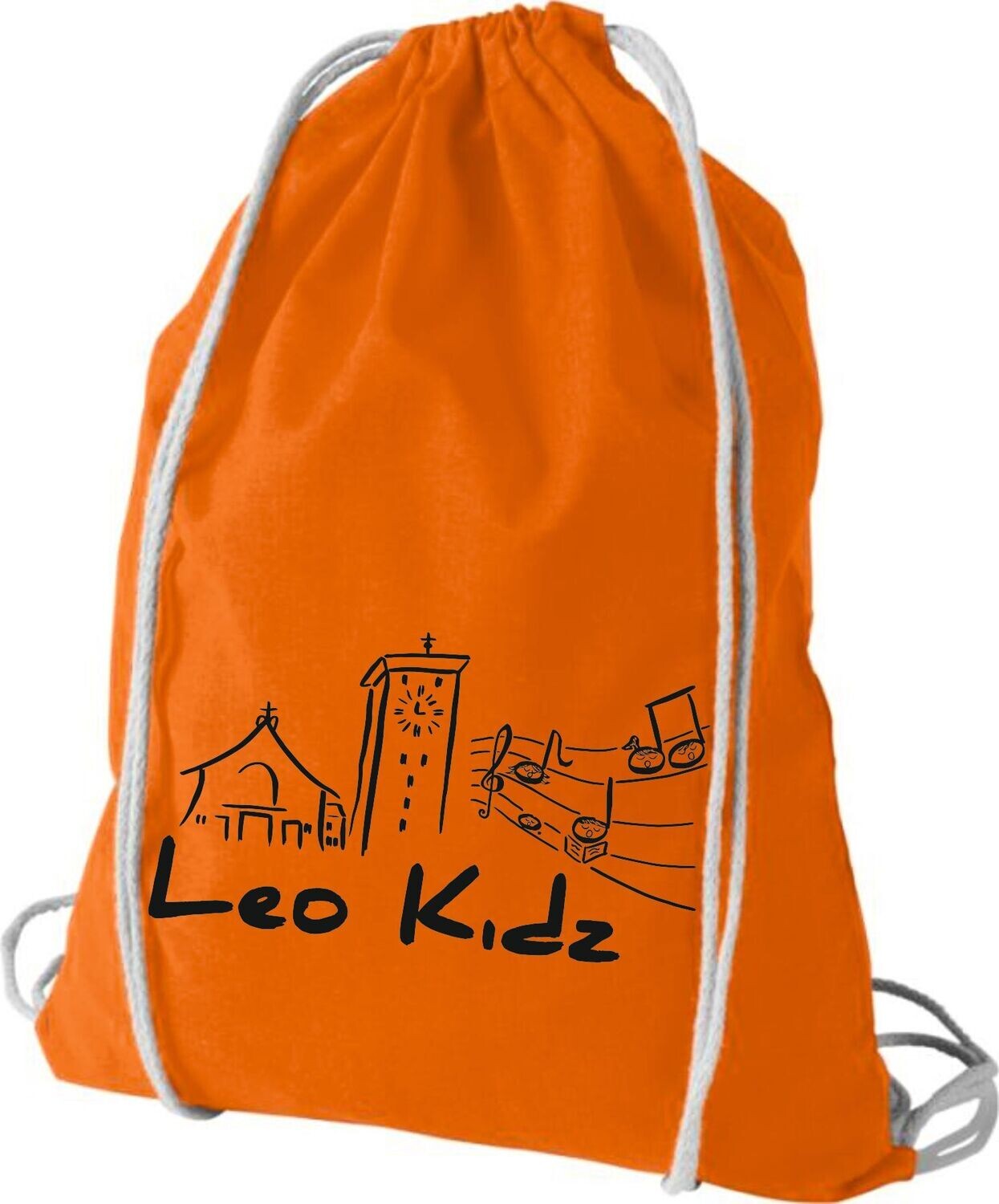 Baumwoll-Turnbeutel Leo Kidz, Turnbeutel: orange