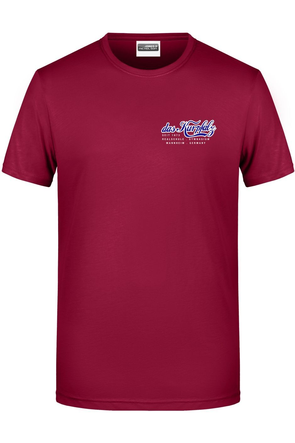 Kinder & Herren Kurpfalz Gymnasium Mannheim Shirt, Farbe: weinrot