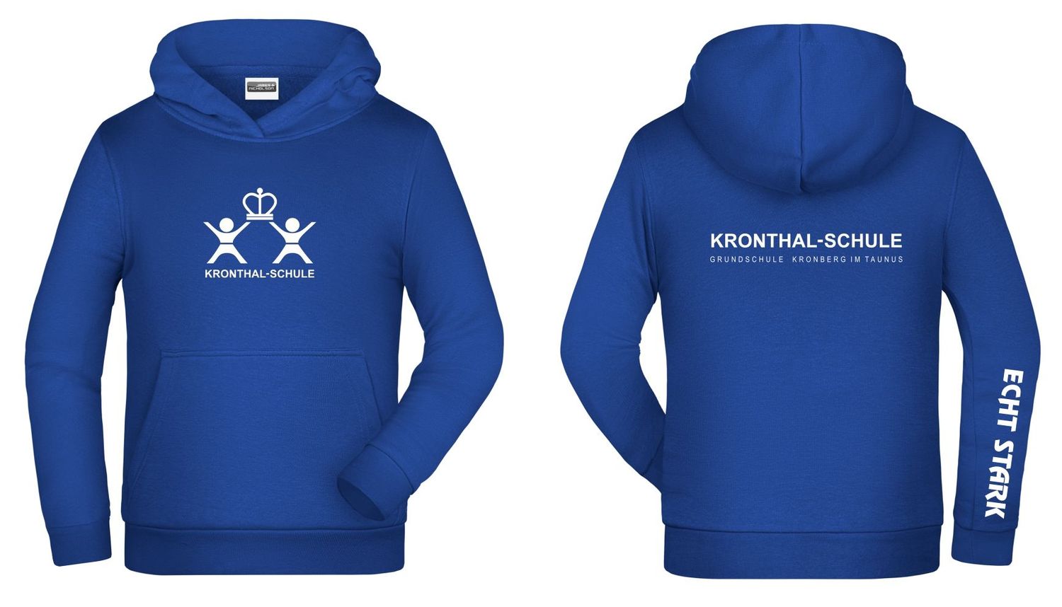 Kronthal-Schule Hoodie, Farbe: royalblau - Aufdruck weiß