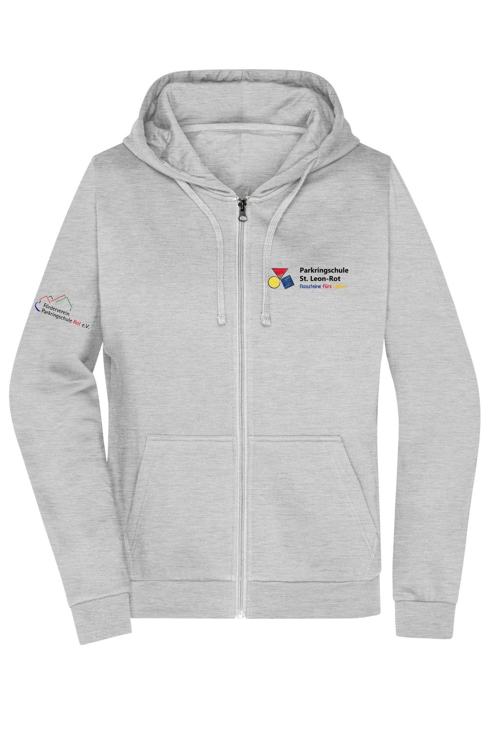 Damen Parkringschul-Zip Hoody, Farbe: grey-heather