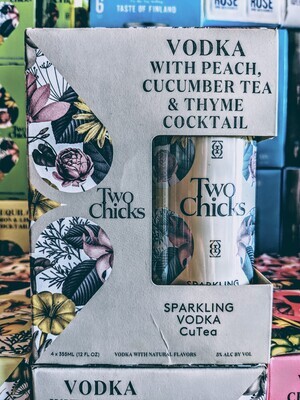 Two Chicks Vodka Cutea Peach Cucumber Thyme 355ml 4 pack