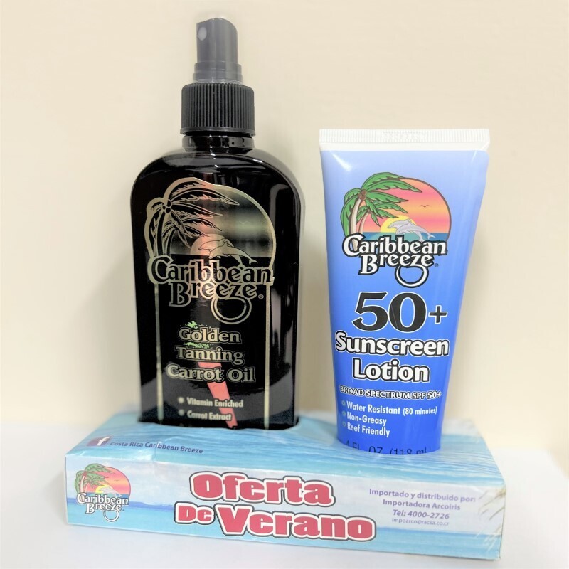 SET BRONCEADOR EN ACEITE ZANAHORIA  8,5 OZ + LOCION BLOQUEADORA SPF 50+ 4OZ.