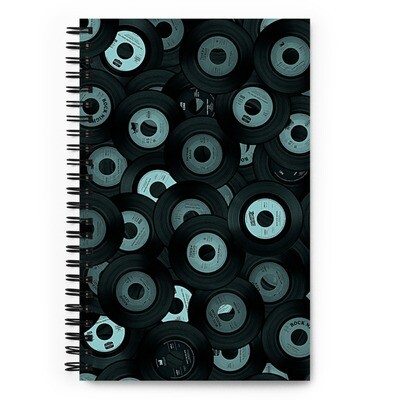 Spiral notebook, 140 Sheets, Black and teal audio records