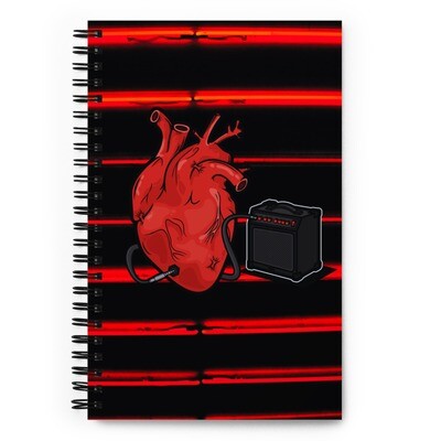Spiral notebook, 140 Sheets, Heart and speaker design, Amplify Love