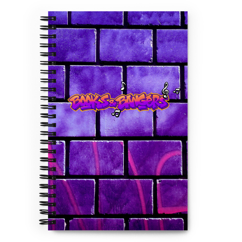 Spiral Notebook, 140 Sheets, Purple Graffiti, Books & Bangers
