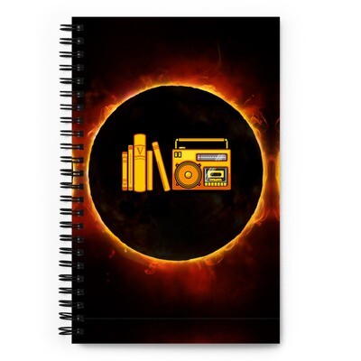 Spiral Notebook, 140 sheets, sun outline with books and music