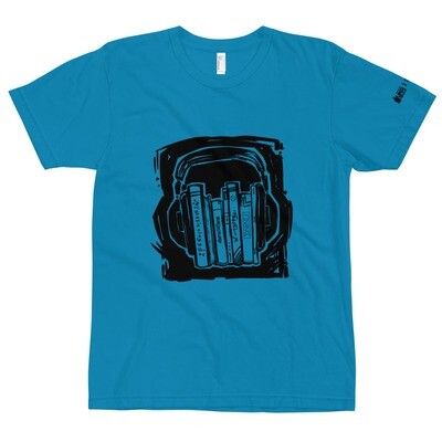 T-shirt for young men, Headphones and books