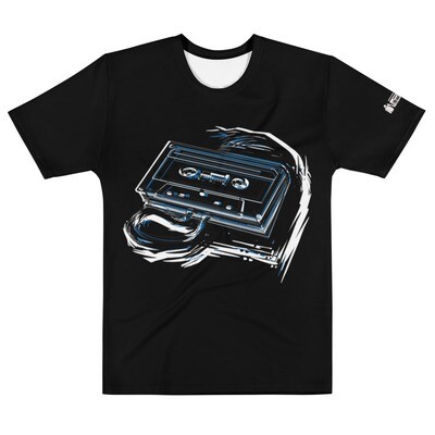 T-shirts for young men, black, white, blue cassette and book