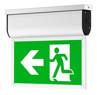 PROLUCE® LED Notleuchte EX2 ALU für Wand/Decke/, seitl. Anbau, 4 Pictogr., 240V, 3 Std., Auto-Test