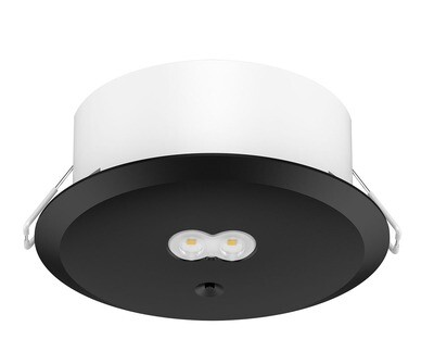 PROLUCE® LED Notleuchte EM2 Downlight 3W/240 lm, Einbau, schwarz, 2 Linsen, 240V, 3 Std., Auto-Test
