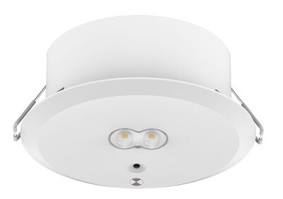 PROLUCE® LED Notleuchte EM2 Downlight 3W/240 lm, Einbau, weiss, 2 Linsen, 240V, 3 Std., Auto-Test