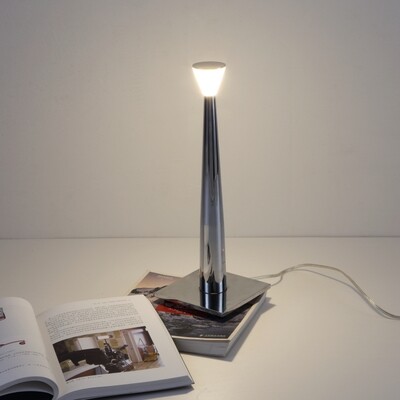 PROLUCE®  Tisch-/Stehleuchte LTL027, 3W, 300lm, Acryl Diff., Alu+Acryl, verchromt, L135 W135 H380,