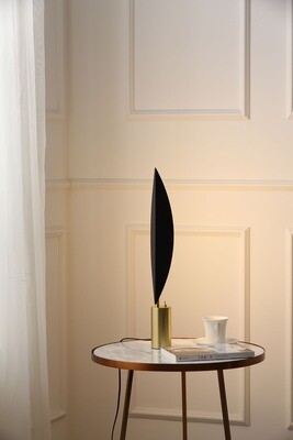 PROLUCE®  Tischleuchte LTL037, 4W, 400lm, Acryl Diff., Alu+Stahl, elox. gold+ schwarz, D130