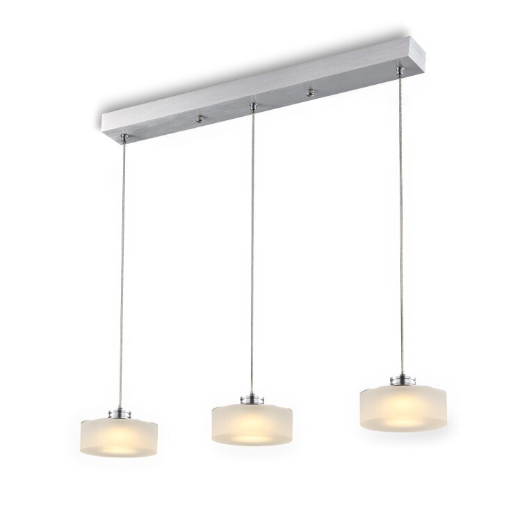 PROLUCE®  Hängeleuchte LPL177, 3x5W, 1290lm, Acryl Diff., Alu+Acryl, silber, L560 W110 H1000, TRIAC