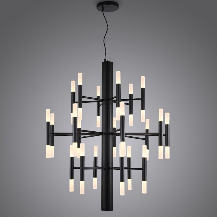 PROLUCE®  Hängeleuchte LPL214-BK, 42x3W, 5040lm, Acryl Diff., Alu+Acryl, schw. elox., D825 H1200, TRIAC