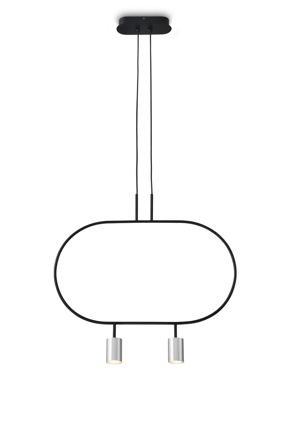 PROLUCE®  Hängeleuchte LPL337-SL, 2x3W, 600lm, 20°, Stahl+Alu, schwarz+silber elox., L500 W40 H2