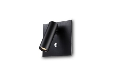 PROLUCE®  Leseleuchte LWA259-BK, 3W, 120lm, 30  °, Alu, schwarz elox., L110 W110 H105, TRIAC