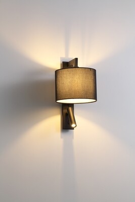 PROLUCE®  Leseleuchte LWA335-BK, 3W+MAx 20W, 3000K, 30°, Alu+Stahl, schwarz, L350 W60 H260
