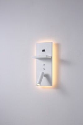 PROLUCE®  Leseleuchte LWA418-WT, 3W+ 4W, 120lm+ 32, 30degree, Alu+Stahl, weiss, L140 W120 H340