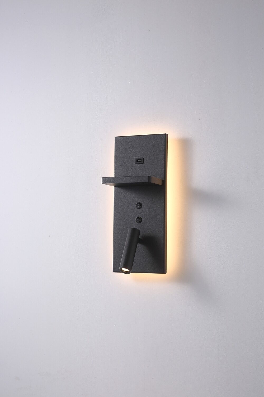 PROLUCE®  Leseleuchte LWA418-BK, 3W+ 4W, 120lm+ 32, 30degree, Alu+Stahl, schwarz, L140 W120 H340