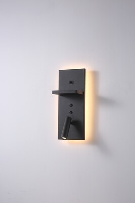 PROLUCE®  Leseleuchte LWA418-BK, 3W+ 4W, 120lm+ 32, 30degree, Alu+Stahl, schwarz, L140 W120 H340