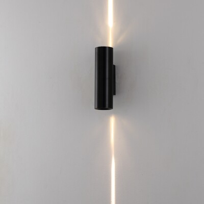 PROLUCE®  Wandleuchte LWA277-BK, 2x3W, 240lm, 25°x5°, Alu, schwarz elox., L74 W60 H200