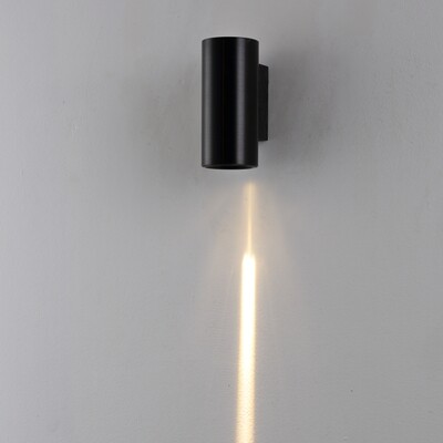 PROLUCE®  Wandleuchte LWA276-BK, 1x3W, 120lm, 25°x5°, Alu, schwarz elox., L74 W60 H130