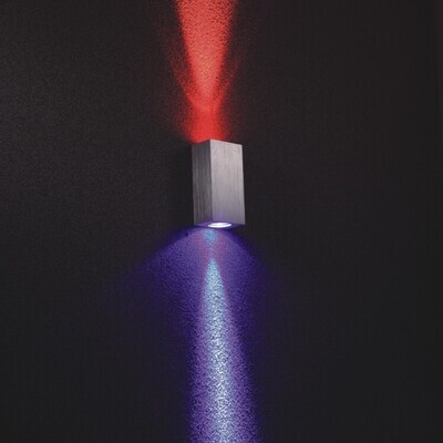 PROLUCE®  Wandleuchte HL025/2, 2x1W, 140lm, 10°, Alu, silber, L50 W35 H97