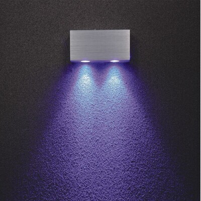 PROLUCE®  Wandleuchte LWA072, 2x1W, 140lm, 30°, Alu, silber, L120 H60 W30